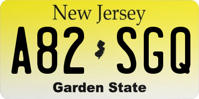 NJ license plate A82SGQ