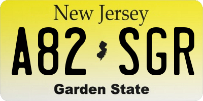 NJ license plate A82SGR