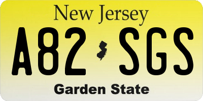 NJ license plate A82SGS