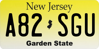 NJ license plate A82SGU
