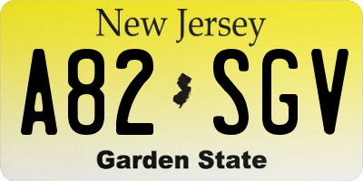 NJ license plate A82SGV