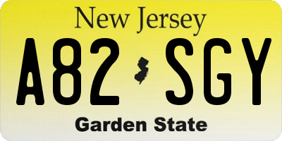 NJ license plate A82SGY