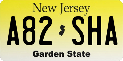 NJ license plate A82SHA