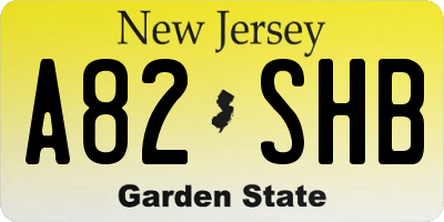 NJ license plate A82SHB