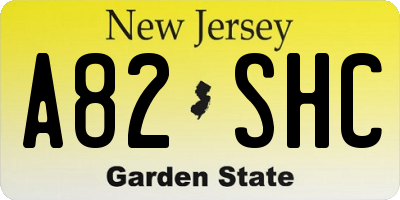 NJ license plate A82SHC