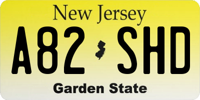 NJ license plate A82SHD
