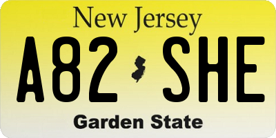 NJ license plate A82SHE