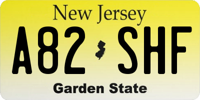 NJ license plate A82SHF