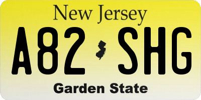 NJ license plate A82SHG