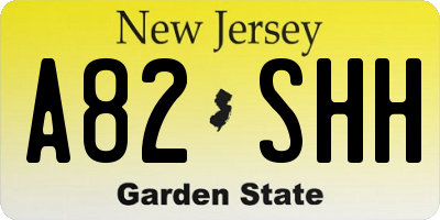 NJ license plate A82SHH