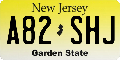 NJ license plate A82SHJ