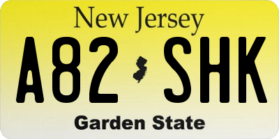 NJ license plate A82SHK