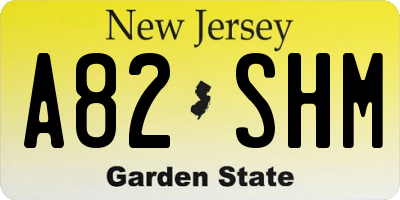 NJ license plate A82SHM