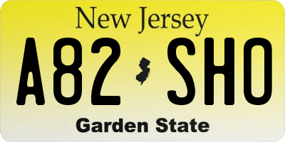 NJ license plate A82SHO