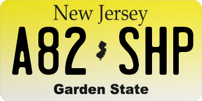 NJ license plate A82SHP