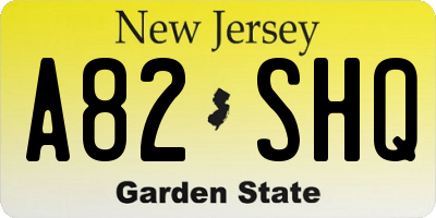 NJ license plate A82SHQ