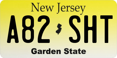 NJ license plate A82SHT