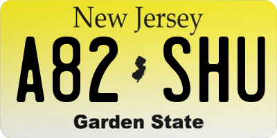 NJ license plate A82SHU