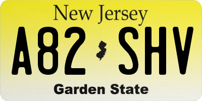 NJ license plate A82SHV