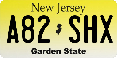 NJ license plate A82SHX