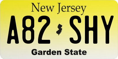 NJ license plate A82SHY