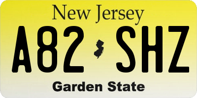 NJ license plate A82SHZ