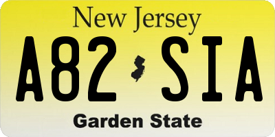 NJ license plate A82SIA