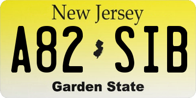 NJ license plate A82SIB