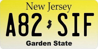 NJ license plate A82SIF