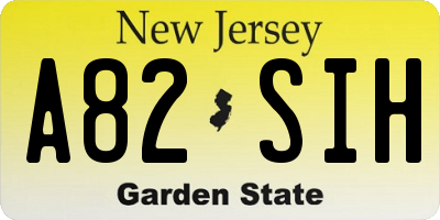 NJ license plate A82SIH