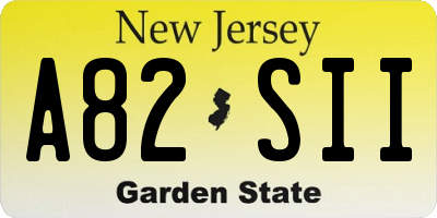 NJ license plate A82SII