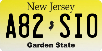 NJ license plate A82SIO