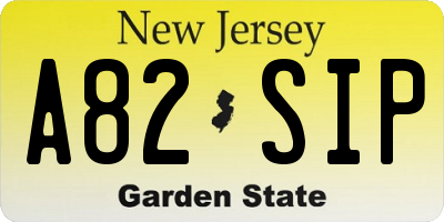 NJ license plate A82SIP