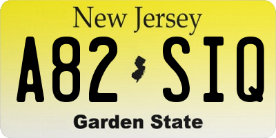 NJ license plate A82SIQ