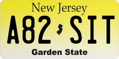 NJ license plate A82SIT