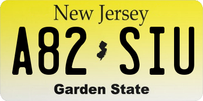 NJ license plate A82SIU