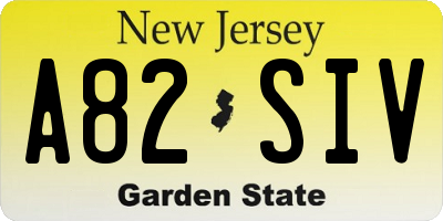 NJ license plate A82SIV