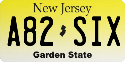 NJ license plate A82SIX