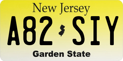 NJ license plate A82SIY
