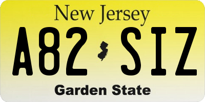 NJ license plate A82SIZ
