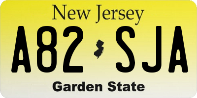 NJ license plate A82SJA