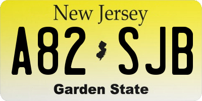 NJ license plate A82SJB