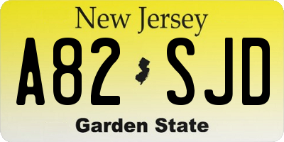 NJ license plate A82SJD
