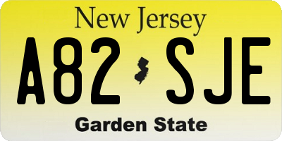 NJ license plate A82SJE