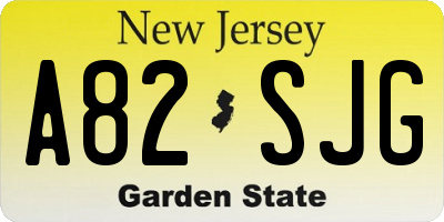 NJ license plate A82SJG