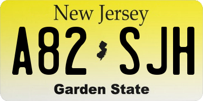 NJ license plate A82SJH