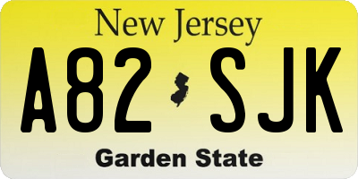 NJ license plate A82SJK