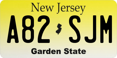 NJ license plate A82SJM