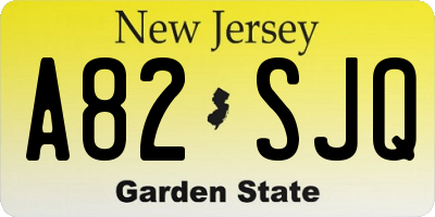 NJ license plate A82SJQ