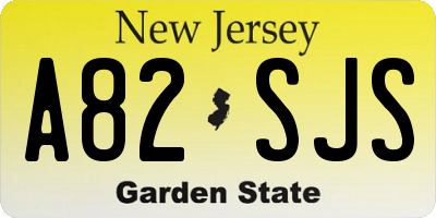 NJ license plate A82SJS
